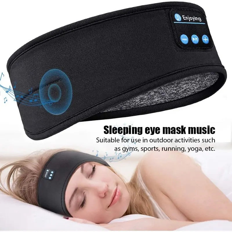 Bluetooth Sleeping Headphones Sports Headband Thin Soft Elastic Comfortable Wireless Music Earphones Eye Mask for Side Sleeper